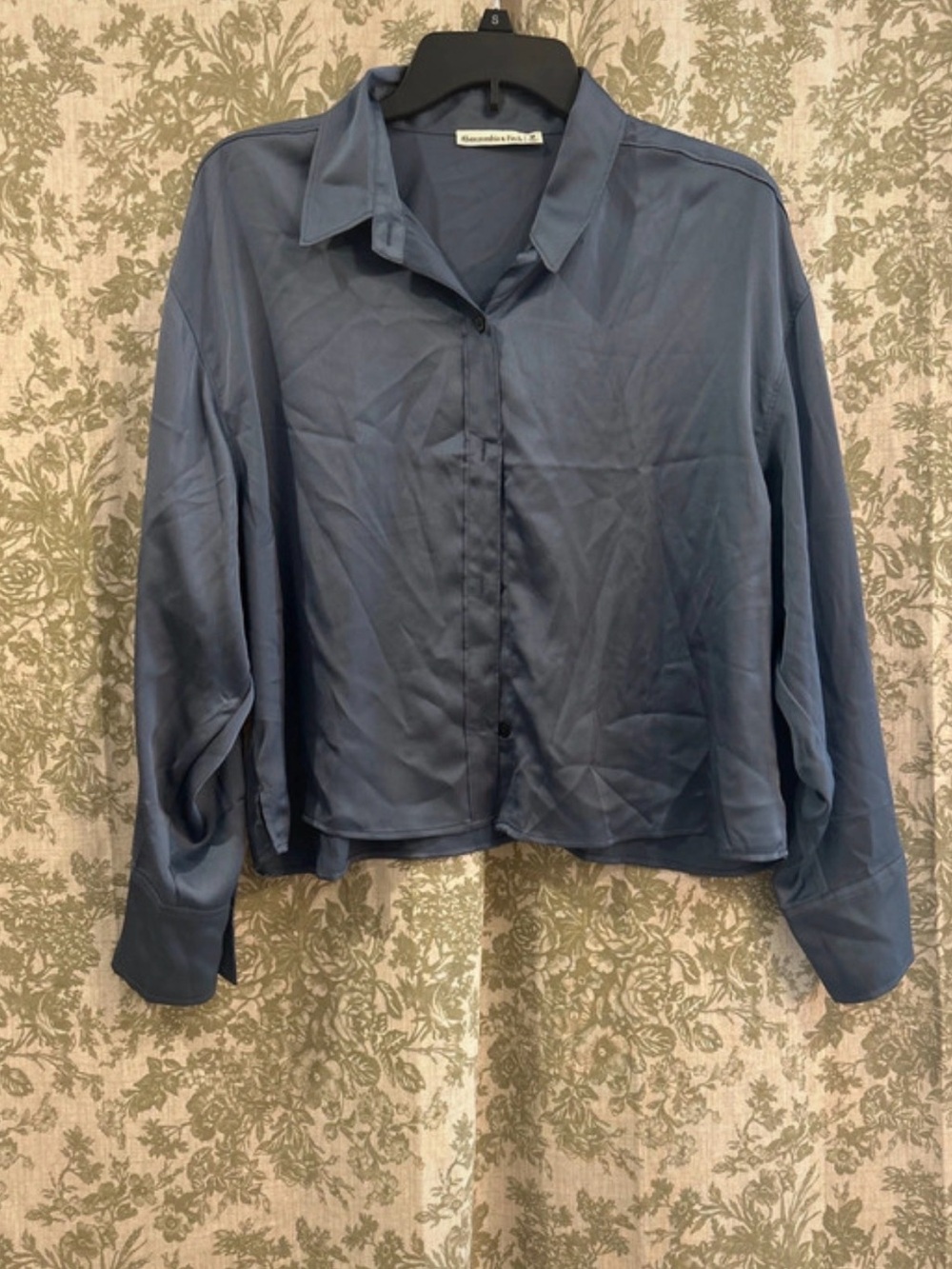 Abercrombie & Fitch Slate Blue Relaxed Button-Front Blazer